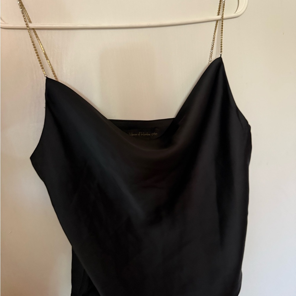 House of Harlow 1960 Black Satin Top